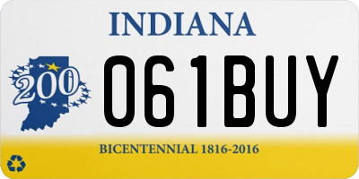 IN license plate 061BUY