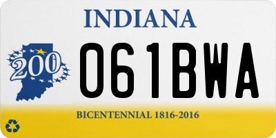 IN license plate 061BWA