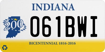 IN license plate 061BWI