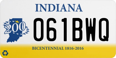 IN license plate 061BWQ