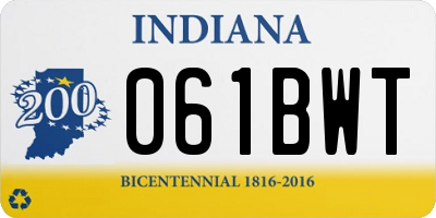 IN license plate 061BWT