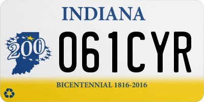 IN license plate 061CYR