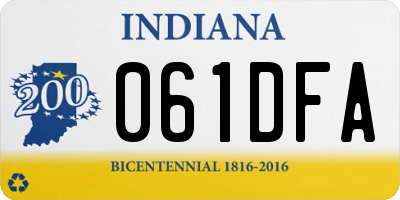 IN license plate 061DFA