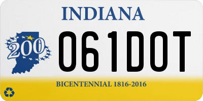IN license plate 061DOT