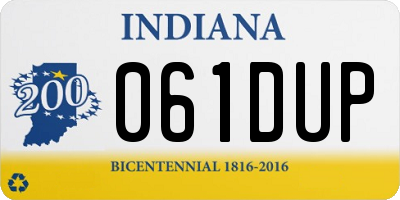 IN license plate 061DUP