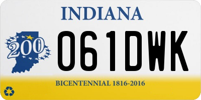 IN license plate 061DWK