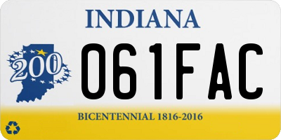IN license plate 061FAC