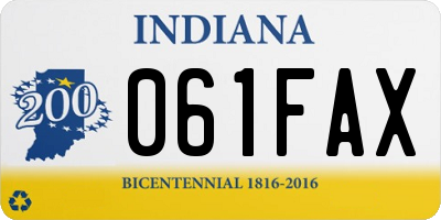 IN license plate 061FAX