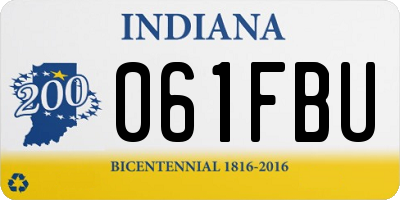IN license plate 061FBU