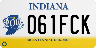 IN license plate 061FCK