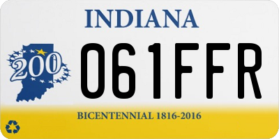 IN license plate 061FFR