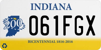 IN license plate 061FGX