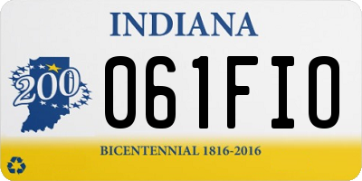 IN license plate 061FIO