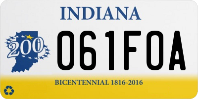 IN license plate 061FOA