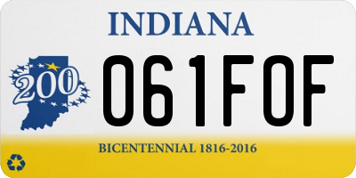 IN license plate 061FOF