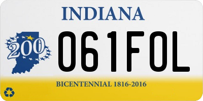 IN license plate 061FOL