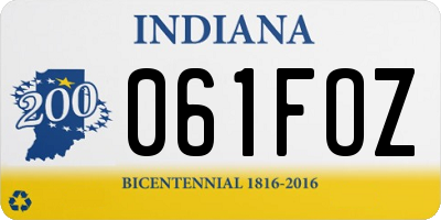 IN license plate 061FOZ