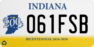 IN license plate 061FSB