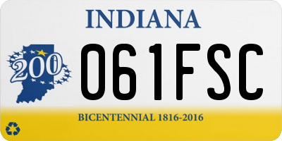 IN license plate 061FSC