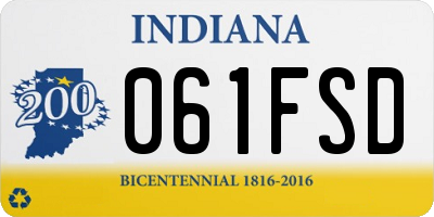 IN license plate 061FSD