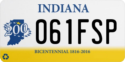 IN license plate 061FSP
