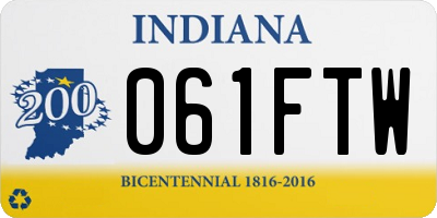 IN license plate 061FTW