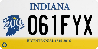 IN license plate 061FYX