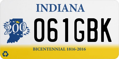 IN license plate 061GBK