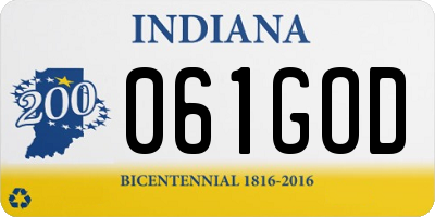 IN license plate 061GOD
