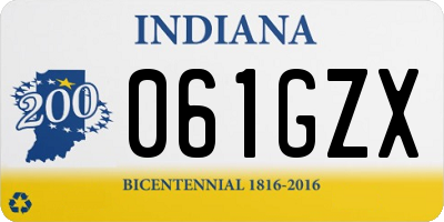 IN license plate 061GZX