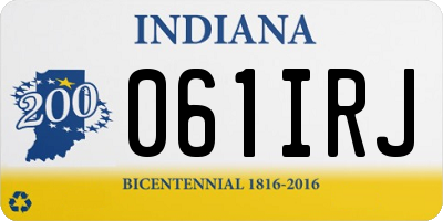 IN license plate 061IRJ