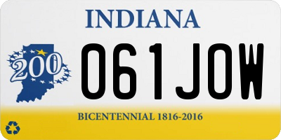 IN license plate 061JOW