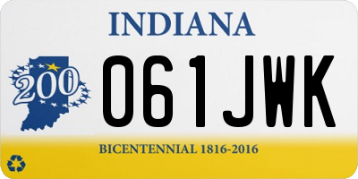 IN license plate 061JWK