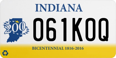 IN license plate 061KOQ