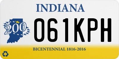 IN license plate 061KPH