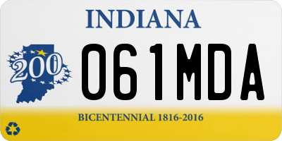 IN license plate 061MDA