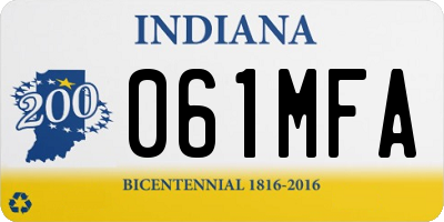 IN license plate 061MFA