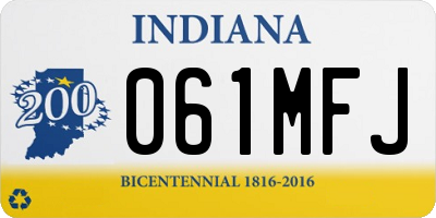 IN license plate 061MFJ