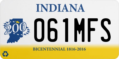 IN license plate 061MFS