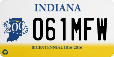 IN license plate 061MFW