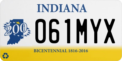 IN license plate 061MYX