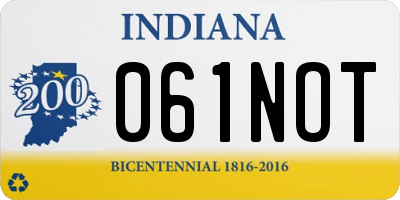 IN license plate 061NOT