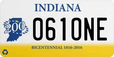 IN license plate 061ONE