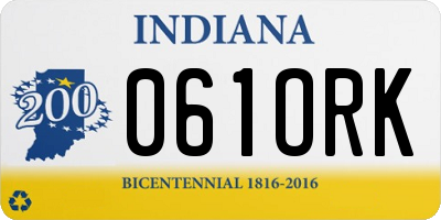 IN license plate 061ORK