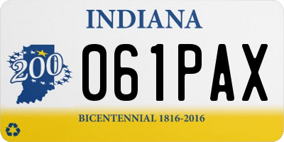 IN license plate 061PAX