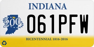 IN license plate 061PFW