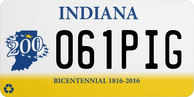 IN license plate 061PIG