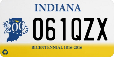 IN license plate 061QZX