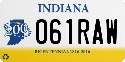 IN license plate 061RAW