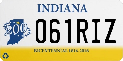IN license plate 061RIZ
